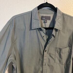 Vince Dark Gray 100% Cotton Plaid Long Sleeve Button Down Shirt Size Large